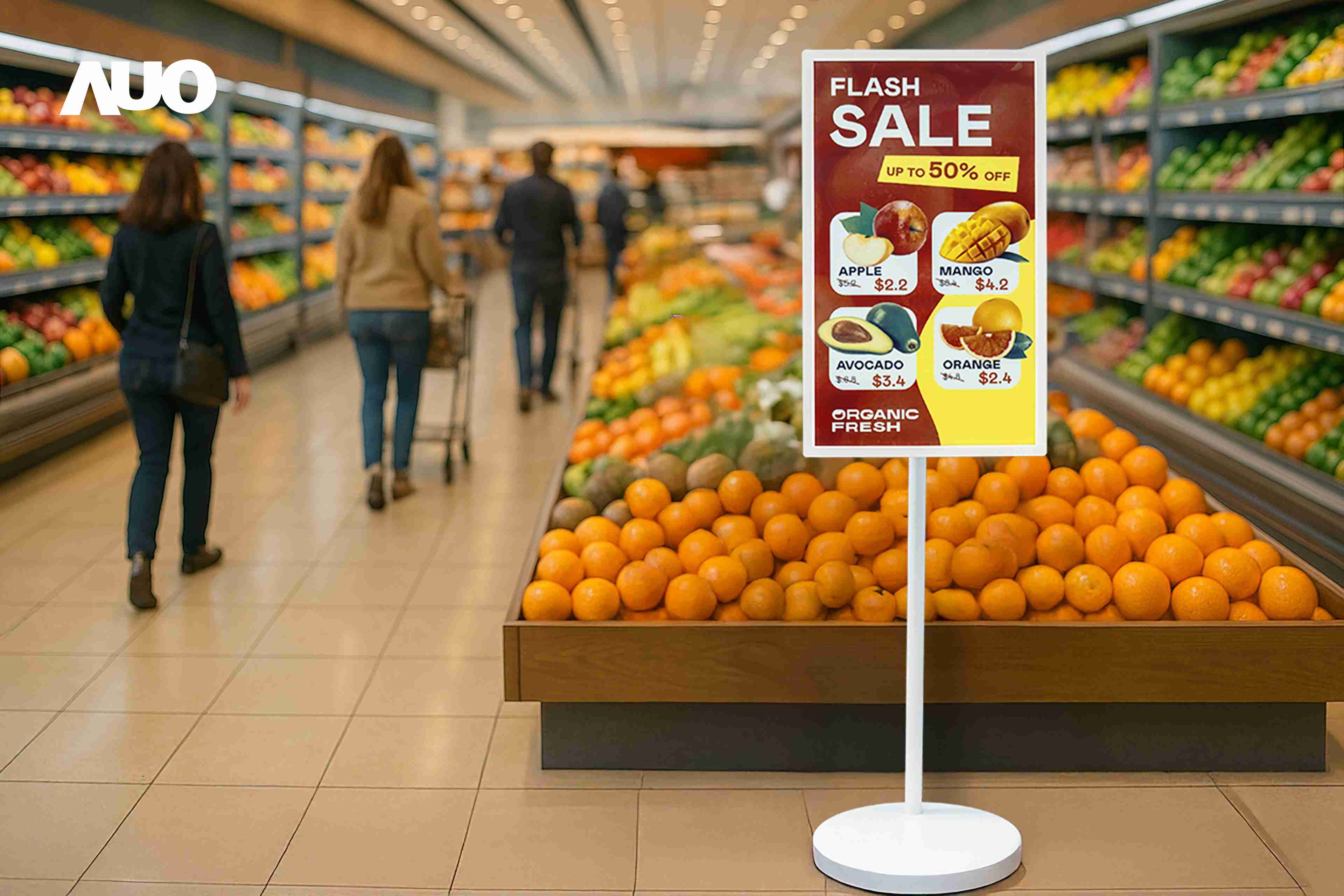 达擎首亮相低功耗、、、全彩的〝aecoPost电子纸解决方案〞，，，仅在更新画面时需要微量的电力驱动，，，，无需布建电线的便捷设计，，使其可灵活应用、、随意置放，，，，并可透过云端或行动装置app，，，，轻松管理及排程广告内容，，晋升店头营销利器。。